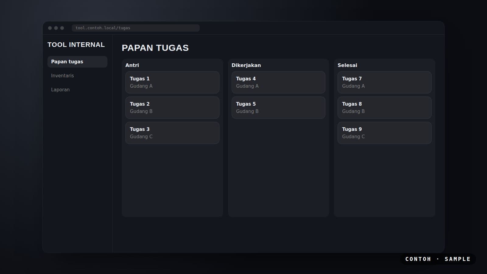 Gambar contoh sampul untuk tool internal